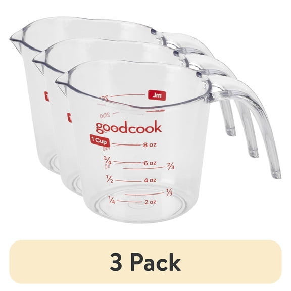 (3 pack) (3 pack) GoodCook Clear Liquid Measuring Cup, 1-Cup Capacity, Easy-to-Read Measurements