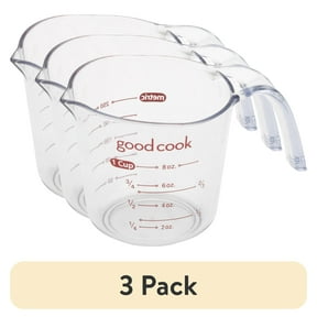 (3 pack) GoodCook Clear Liquid Measuring Cup, 1-Cup Capacity, Easy-to-Read Measurements