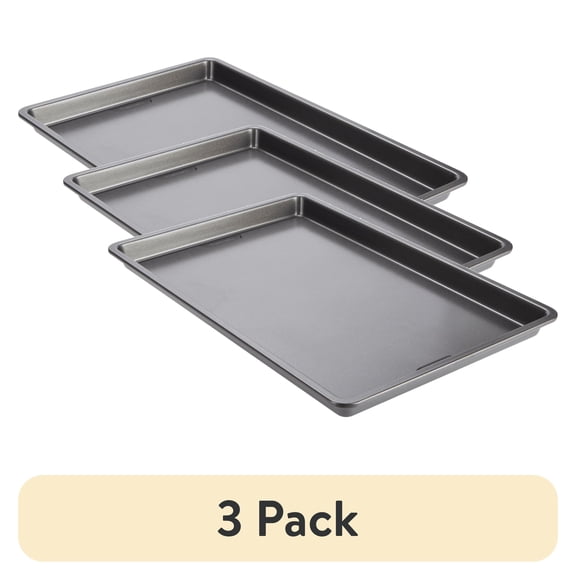 (3 pack) GoodCook Pro 17" x 11" Nonstick Carbon Steel Baking Sheet, Gray