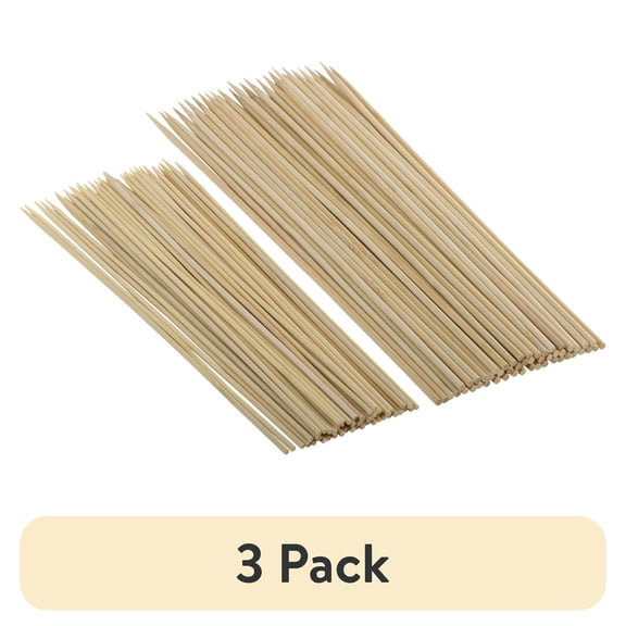 (3 pack) GoodCook ProFreshionals 100 pc Bamboo Skewer Set for BBQ and Kebab, 2 sizes 10" and 12"