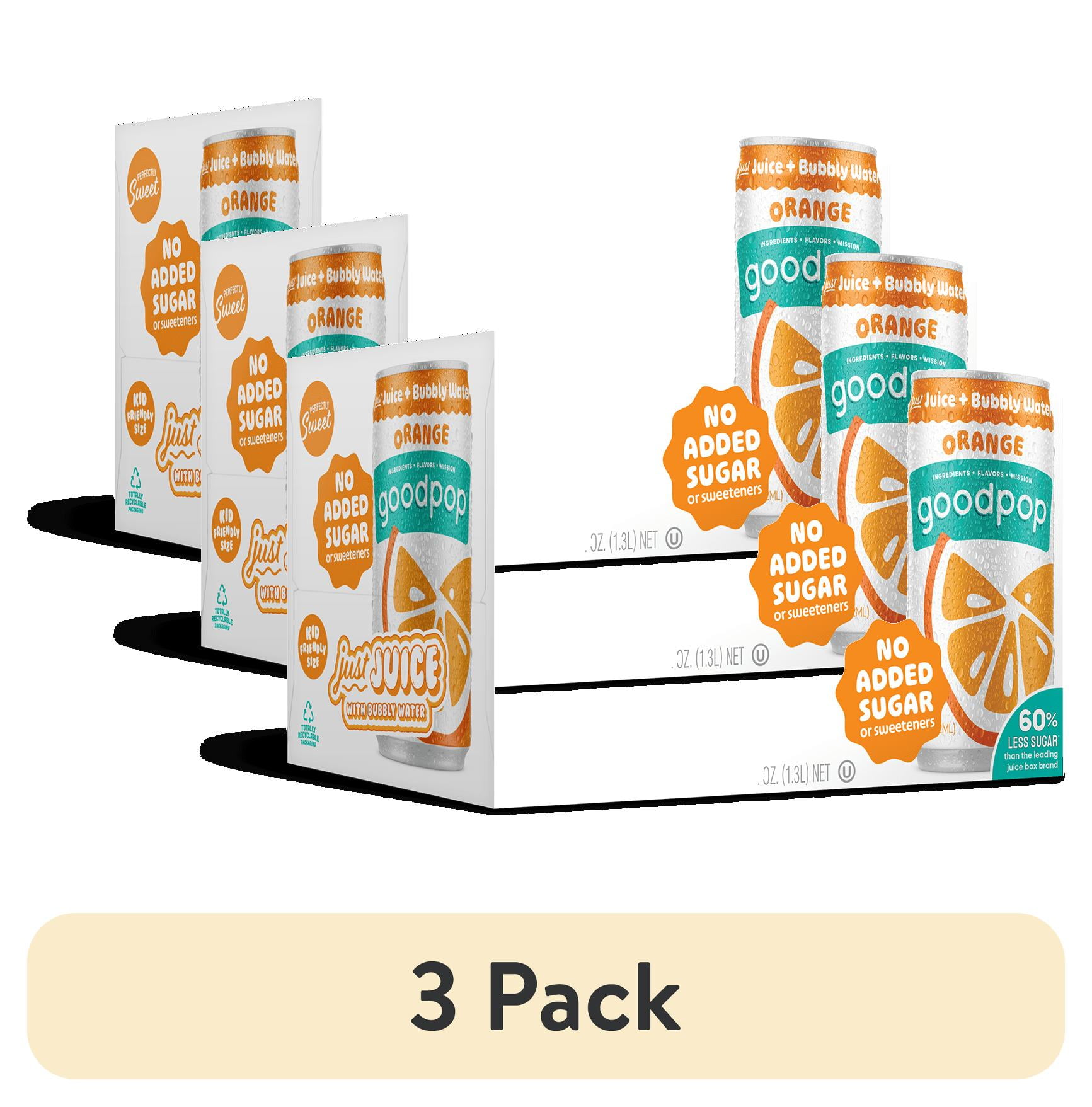 (3 pack) GoodPop Just Juice + Bubbly Water Mini Cans Orange 7.5 fl oz 6 Pk