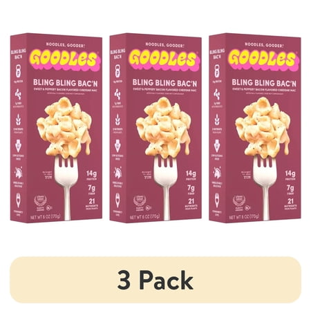 (3 pack) Goodles Bling Bling Bac'n Cheddar Mac and Cheese, Shelf-Stable 6oz