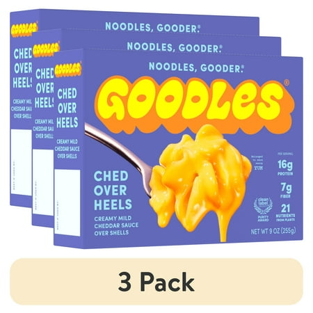 (3 pack) Goodles Deluxe Ched Over Heels Liquid Mac & Cheese, Mild Cheddar, Shells, Shelf Stable, 9 oz; Brand: GOODLES; Product Type: Packaged Meals