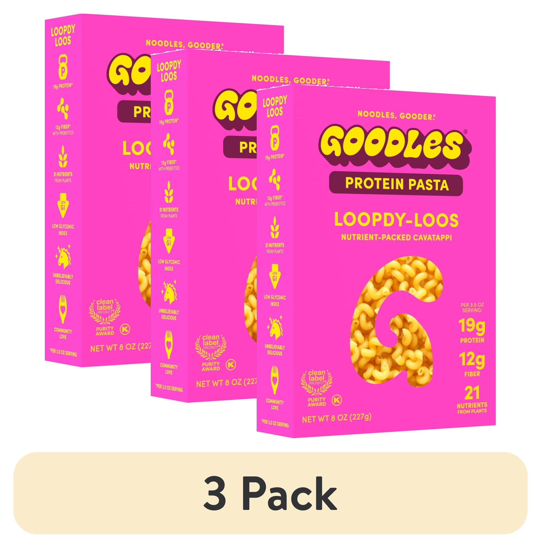 (3 pack) Goodles Protein-Packed Loopdy-Loos Cavatappi Dry Pasta 8 oz