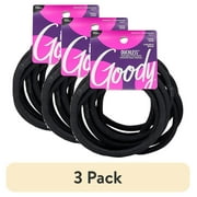 3 pack Goody Ouchless Hair Ties, Black, XL Fabric Covered Elastic Band, Thick, Long Hair, 10 Ct