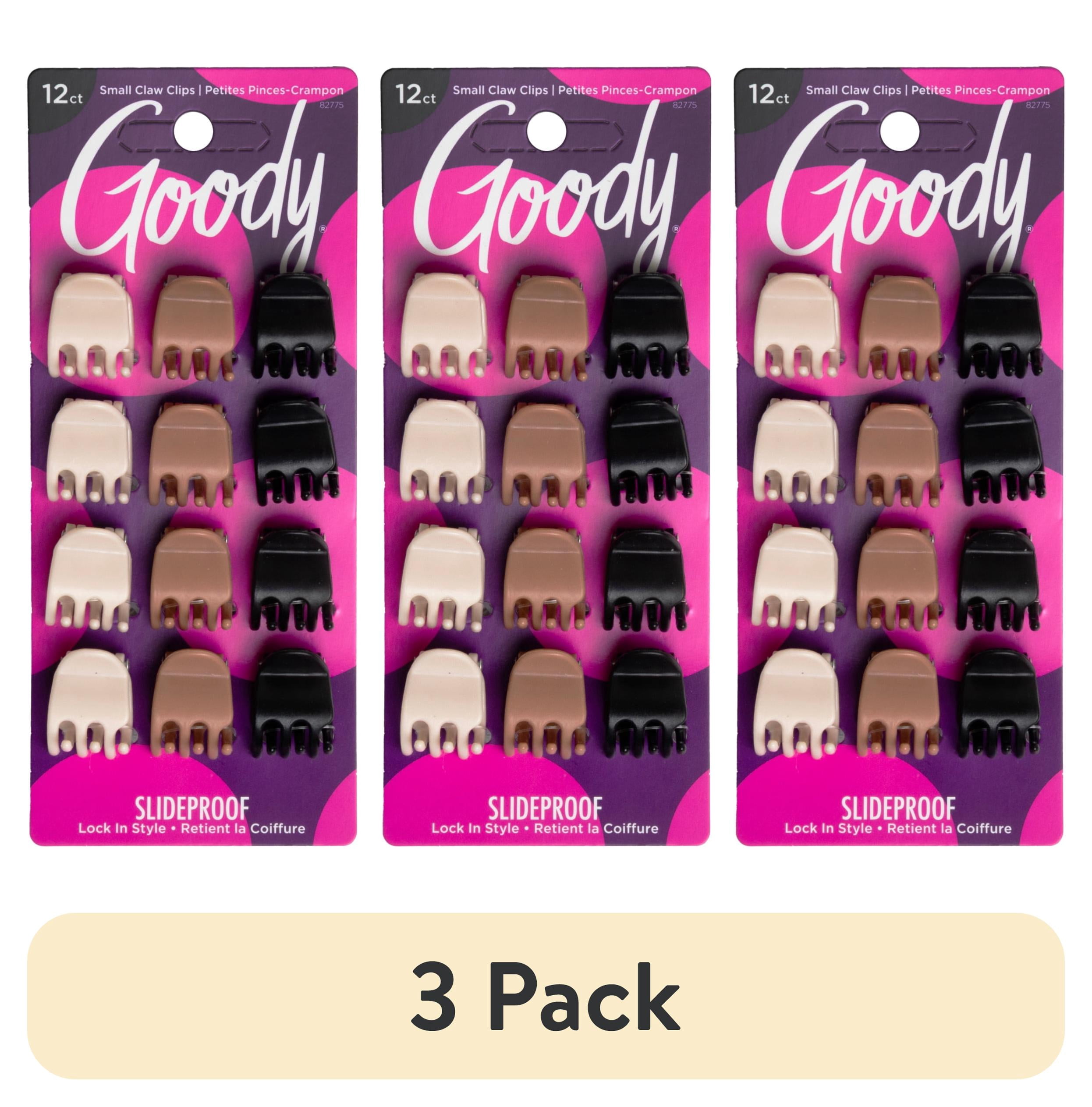 3 pack) Goody Classic Mini Claw Clips, Assorted Colors, Slide