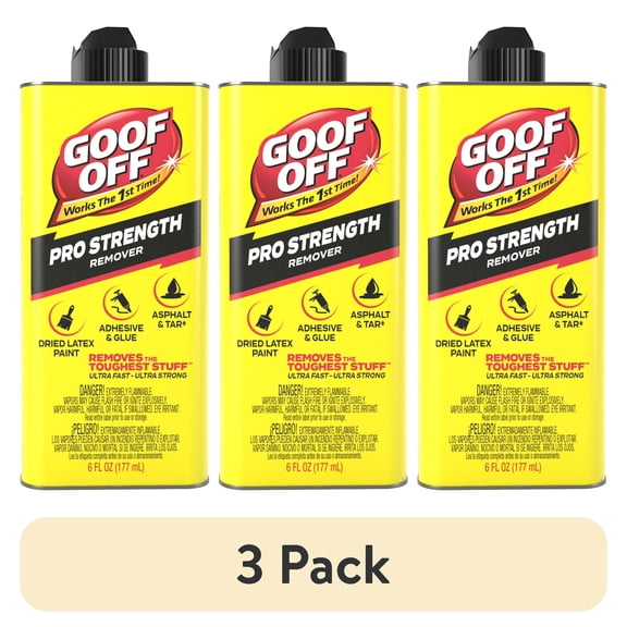(3 pack) Goof Off Professional Strength Latex Paint and Adhesive Remover, 6oz