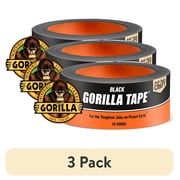 (3 pack) Gorilla Black Polyethylene Coated Cloth Duct Tape, 10 Yards x 1.88 inches, Single Roll