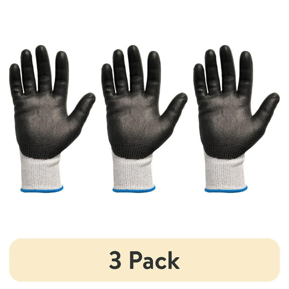 (3 pack) Gorilla Grip Pro Work Gloves, A5 Cut Resistant Fabric, Gray, Size L and XL, 1 Pair