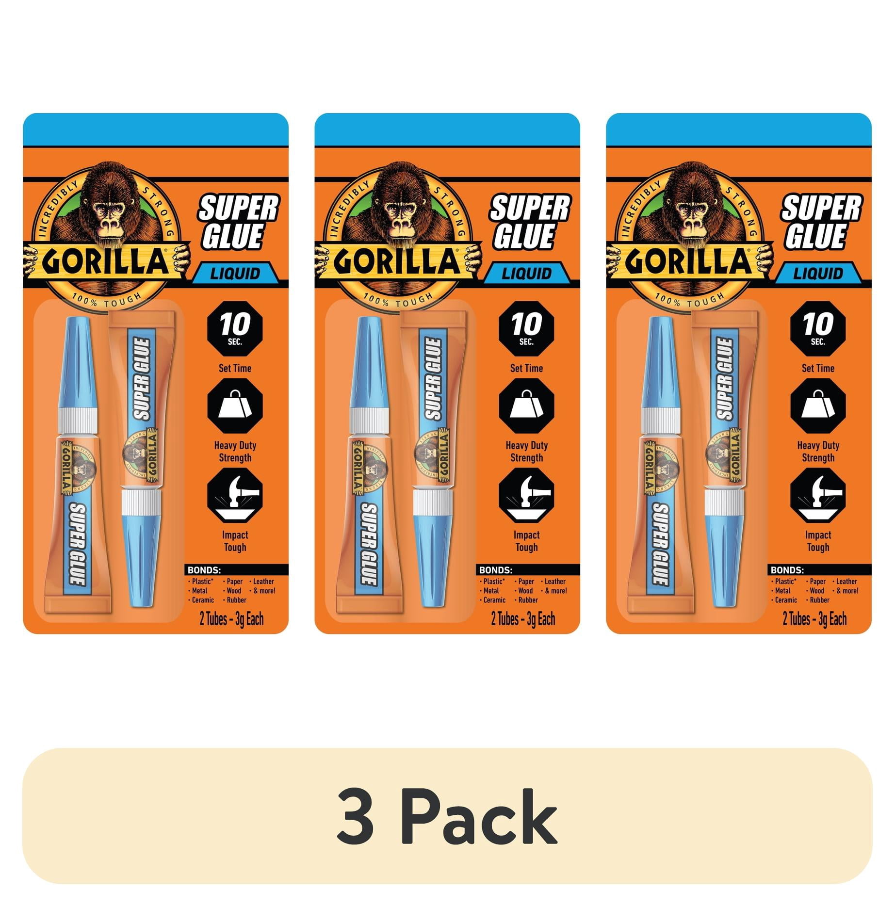 Gorilla Super Glue Gel, Two 3 Gram Tubes, Clear, Pack Of 2