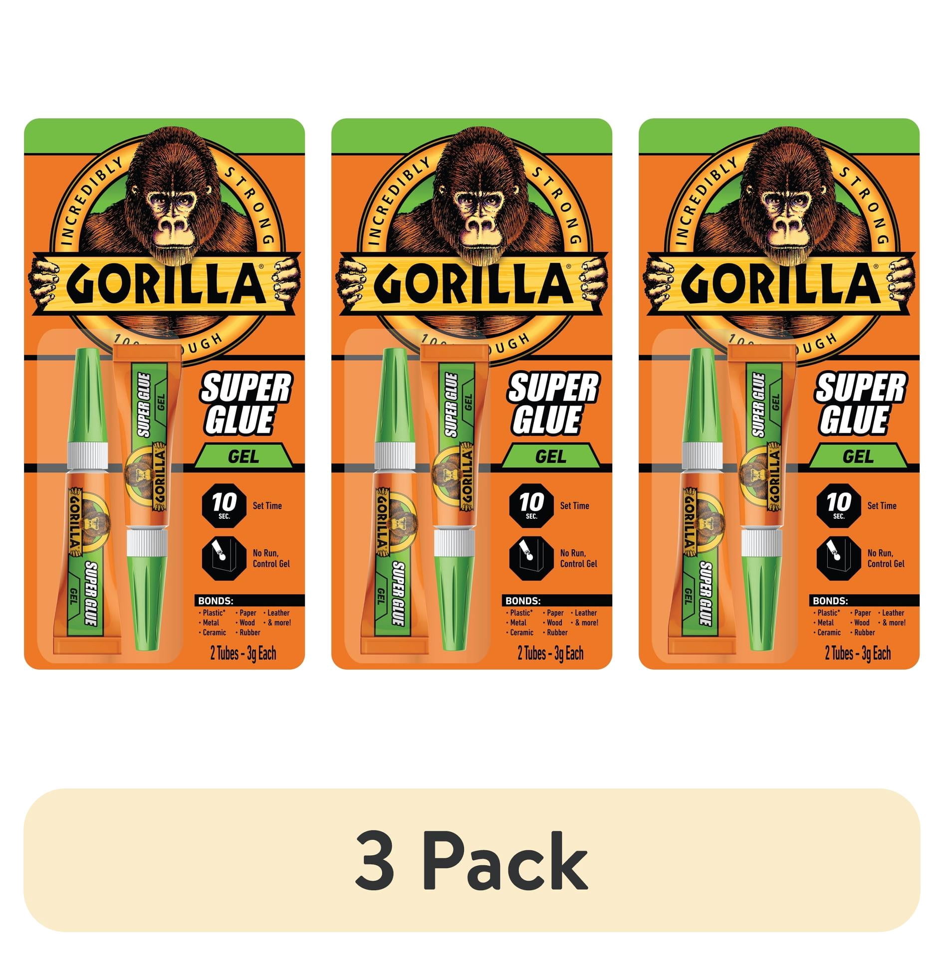 (3 pack) Gorilla Super Glue Gel 2-3g Tubes