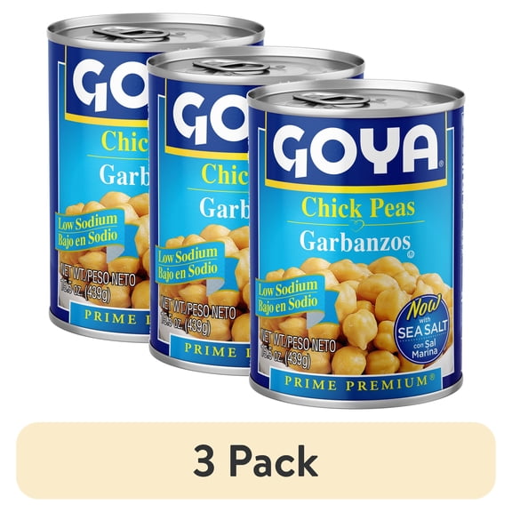 (3 pack) GOYA Low Sodium Chickpeas Garbanzos 15.5 oz Can