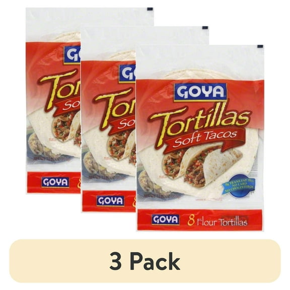(3 pack) Goya Foods Soft Taco Flour Tortillas, 12.67 oz