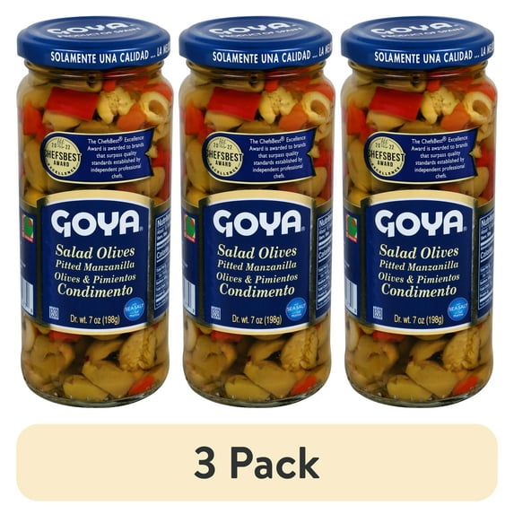 (3 pack) Goya Salad Olives Pitted Manzanilla Olives & Pinientos