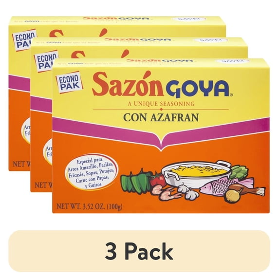 (3 pack) Goya Sazon Con Azafran Seasoning, 3.52 Oz