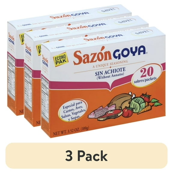 (3 pack) Goya Sazon Seasoning Without Annatto, 3.52 oz