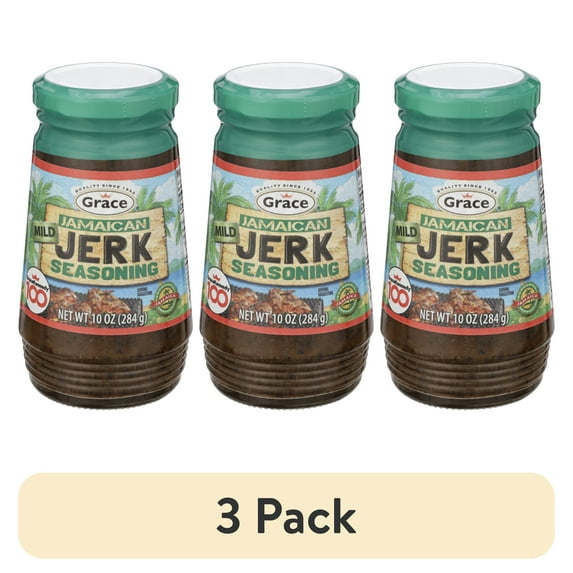 (3 pack) Grace Mild Jerk Seasoning, 10 oz Jar