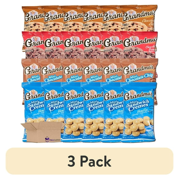 (3 pack) Grandma Chocolate & Vanilla Snack Variety Pack - Pack of 24 Chocolate Chip, Brownie Chip and Mini Chocolate & Vanilla Sandwich Creams