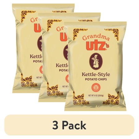 (3 pack) Utz Grandma Utz Kettle-Cooked Gluten-Free Potato Chips, 8 oz, 10 Count