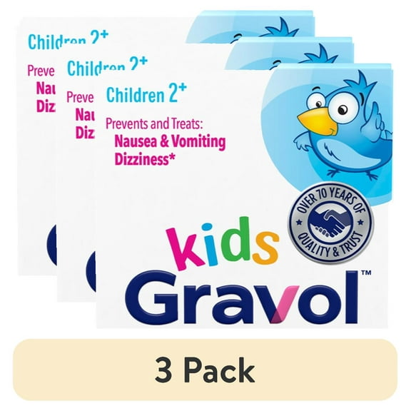 (3 pack) Gravol Kids Dye-Free Dimenhydrinate Liquid for Nausea and Motion Sickness Relief, 2.5 fl oz