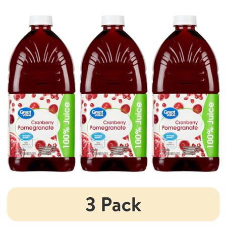(3 pack) Great Value 100% Cranberry Pomegranate Juice, 64 fl oz