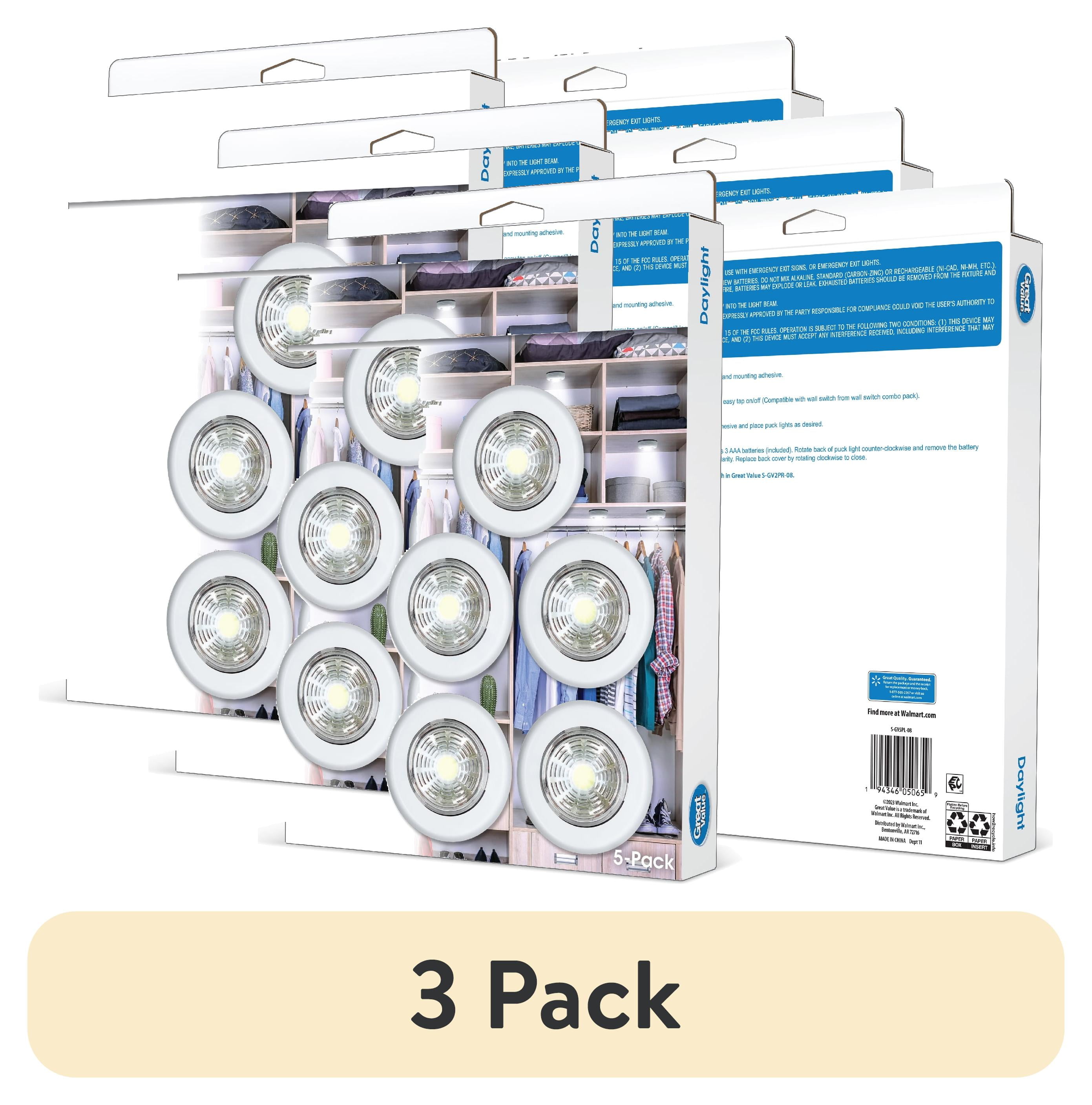 (3 pack) Great Value 100 Lumens Wireless LED Puck Lights - 5 Pack