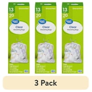 (3 pack) Great Value 13-Gallon Clear Drawstring Tall Kitchen Bags, 20 Bags