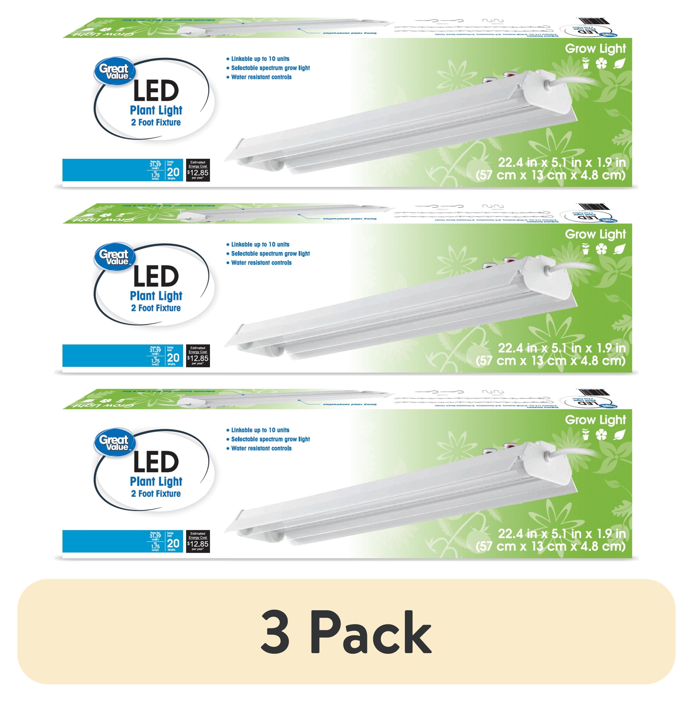 3 pack) Great Value 2ft Selectable Spectrum LED Grow Light, 20W