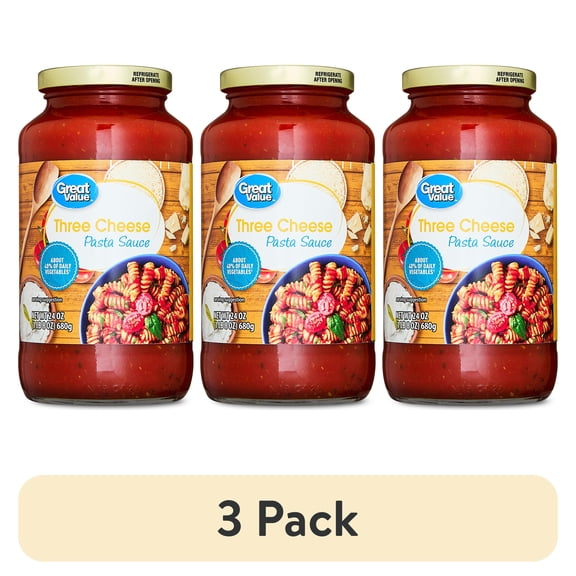 (3 pack) Great Value 3 Cheese Pasta Sauce, 24 oz