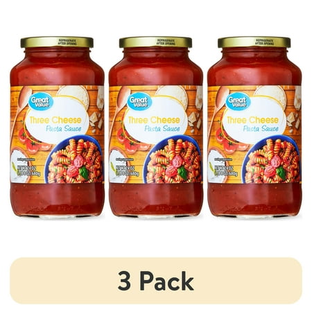 (3 pack) Great Value 3 Cheese Pasta Sauce, 24 oz