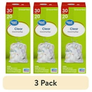 (3 pack) Great Value 30-Gallon Clear Drawstring Large Trash Bags, 20 Bags