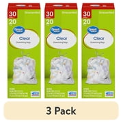 (3 pack) Great Value 30-Gallon Large Clear Drawstring Trash Bags, 20 Count