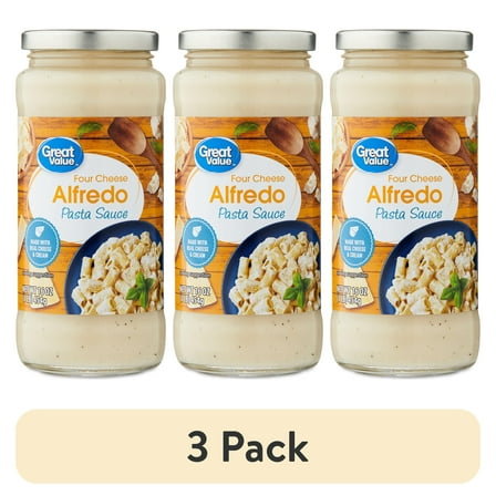 (3 pack) Great Value 4 Cheese Alfredo Pasta Sauce, 16 oz