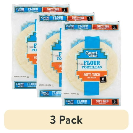 (3 pack) Great Value 8" Flour Tortilla, 8 Count
