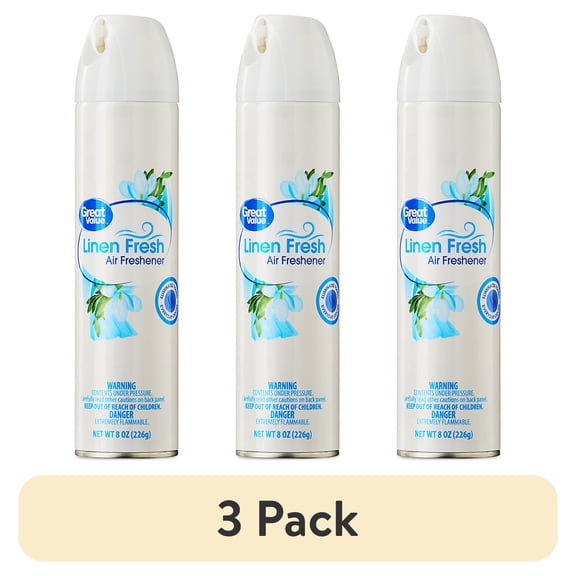 (3 pack) Great Value Aerosol Air Freshener, Linen Fresh, 8 oz