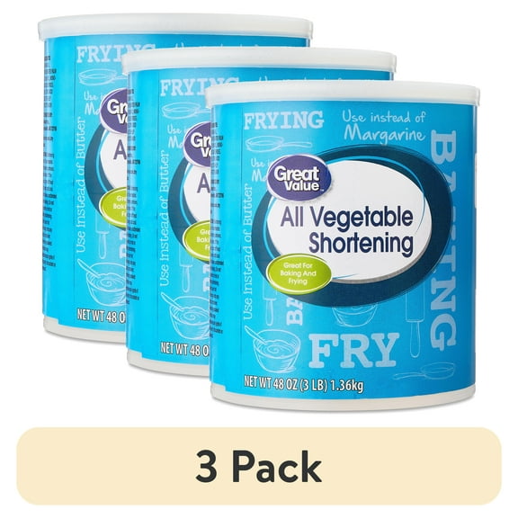 (3 pack) Great Value All Vegetable Shortening, 48 oz Can