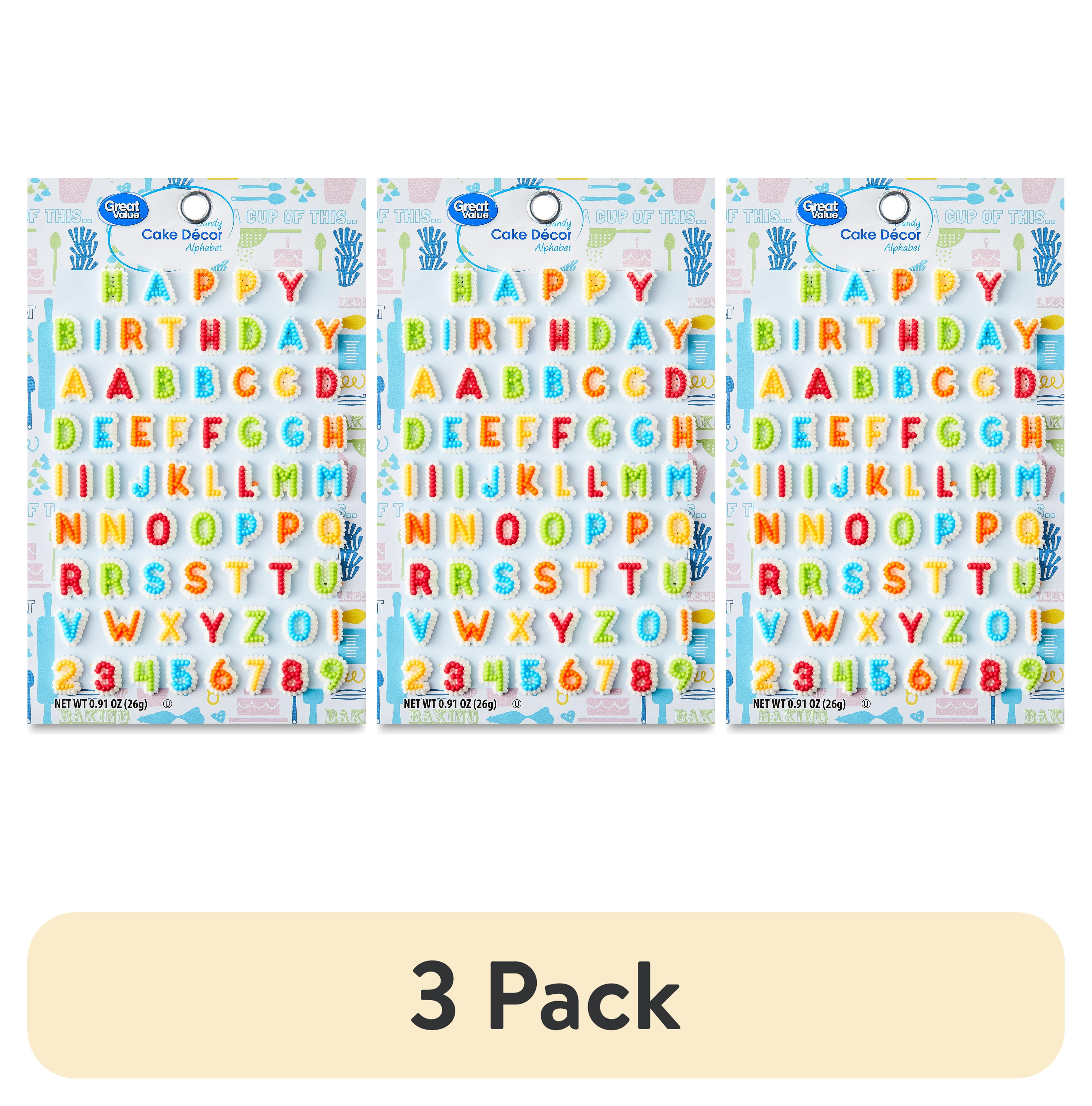 (3 pack) Great Value Candy Alphabet Cake Decor, Multicolor, 0.91 oz