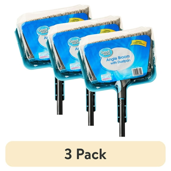 (3 pack) Great Value Angle Broom with Dustpan