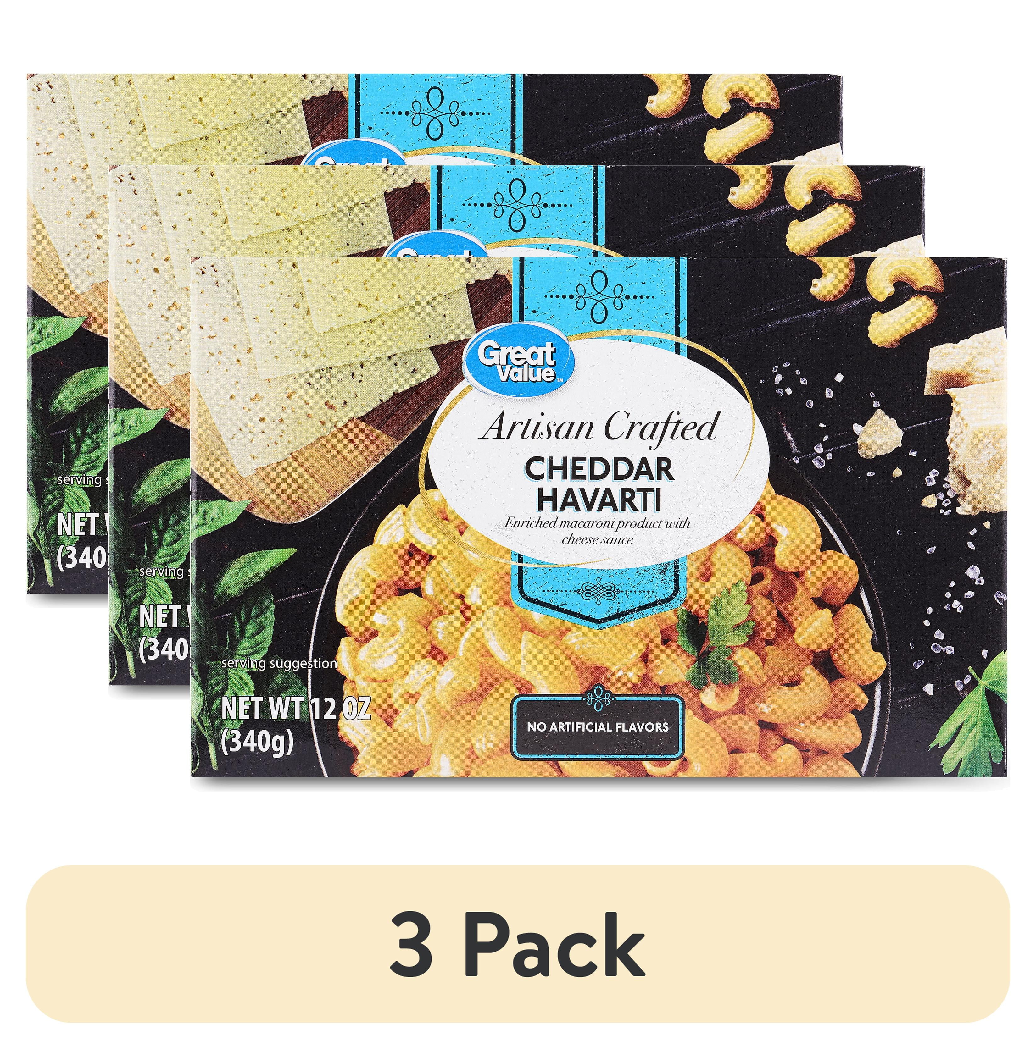 (3 pack) Great Value Artisan Crafted Havarti Cheddar Macaroni & Cheese, 12 oz (Shelf Stable)