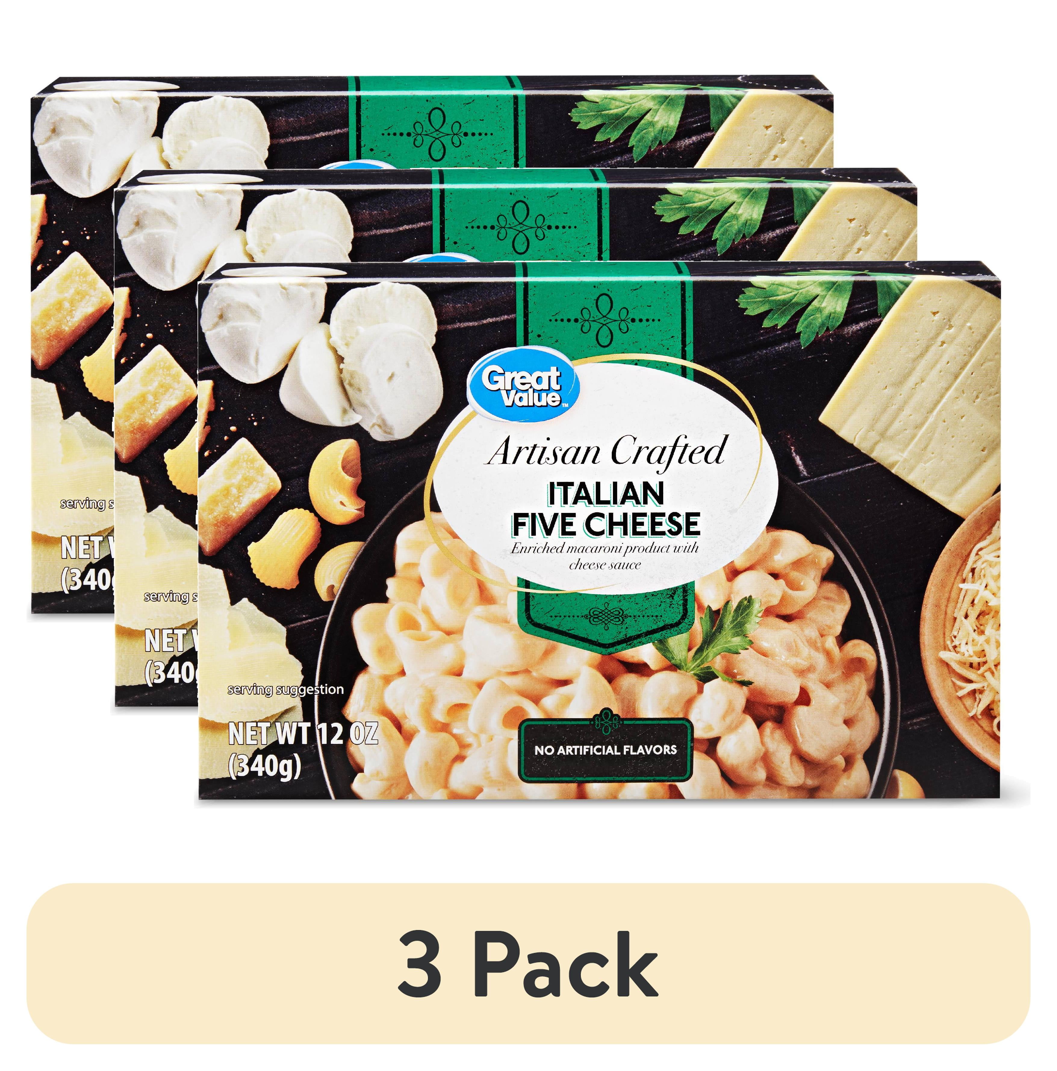 (3 pack) Great Value Artisan Crafted Macaroni and Cheese, Italian Five Cheese, 12 oz (Shelf Stable)