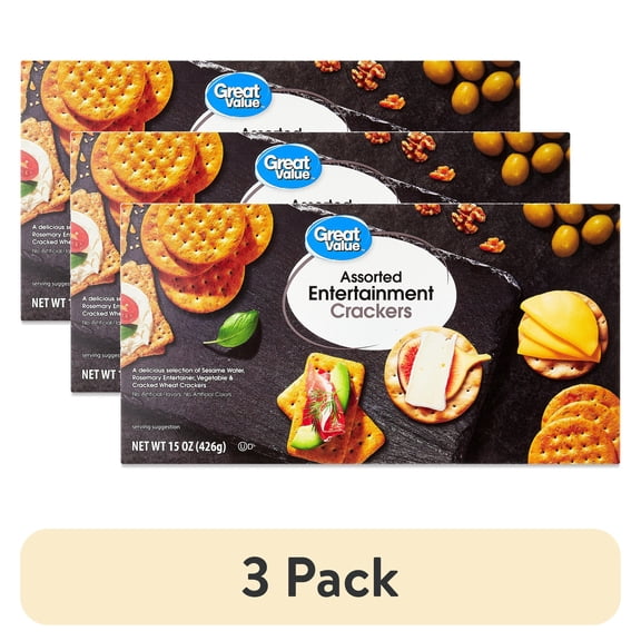 (3 pack) Great Value Assorted Entertainment Crackers, 15 oz