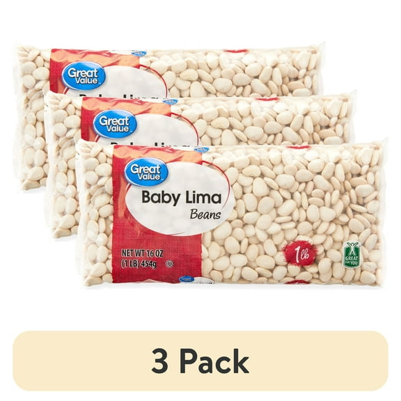 (3 pack) Great Value Baby Lima Beans, 1 lb