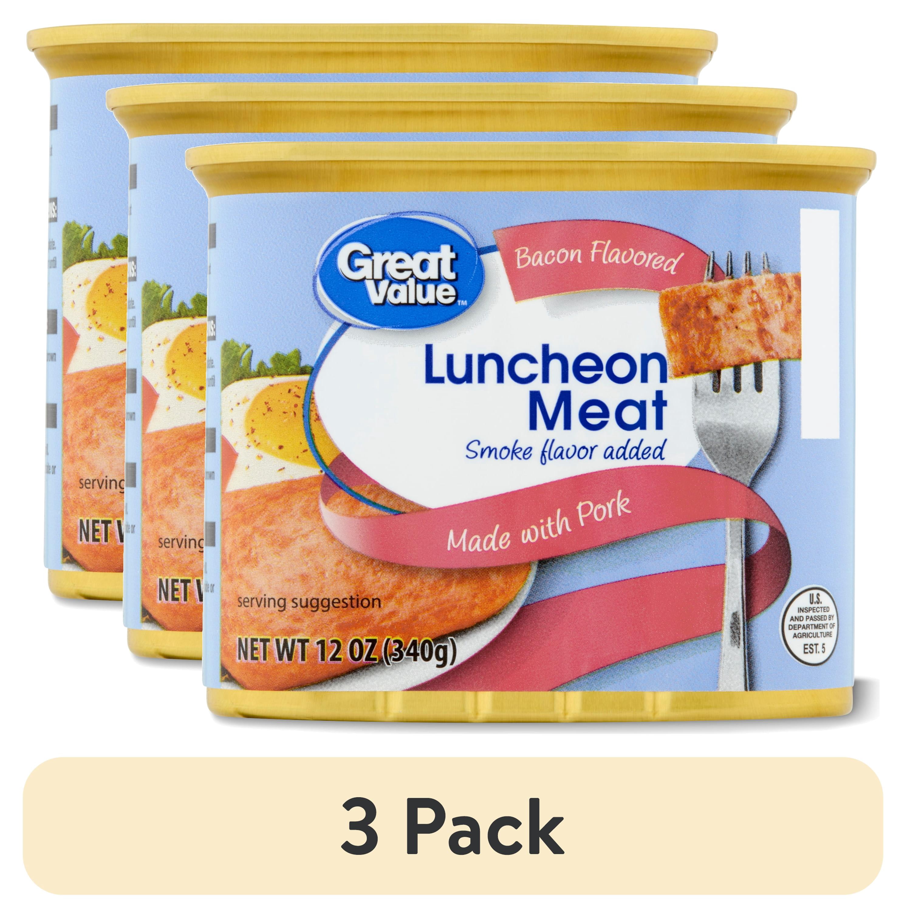 (3 pack) Great Value Bacon Luncheon Meat, High Protein, 12 oz Aluminum Can