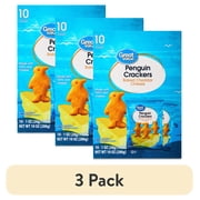 (3 pack) Great Value Baked Cheddar Cheese Penguin Crackers, 1 oz, 10 Count