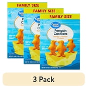 (3 pack) Great Value Baked Cheddar Cheese Penguin Crackers, 19 oz