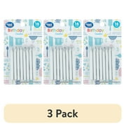 (3 pack) Great Value Birthday Candles, Silver, 16 Count