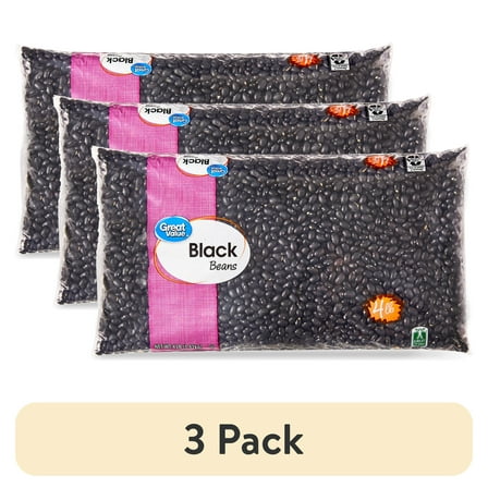 (3 pack) Great Value Black Beans, 4 lb
