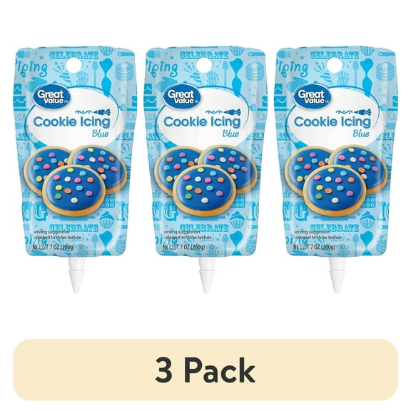(3 pack) Great Value Blue Cookie Icing, 7 oz