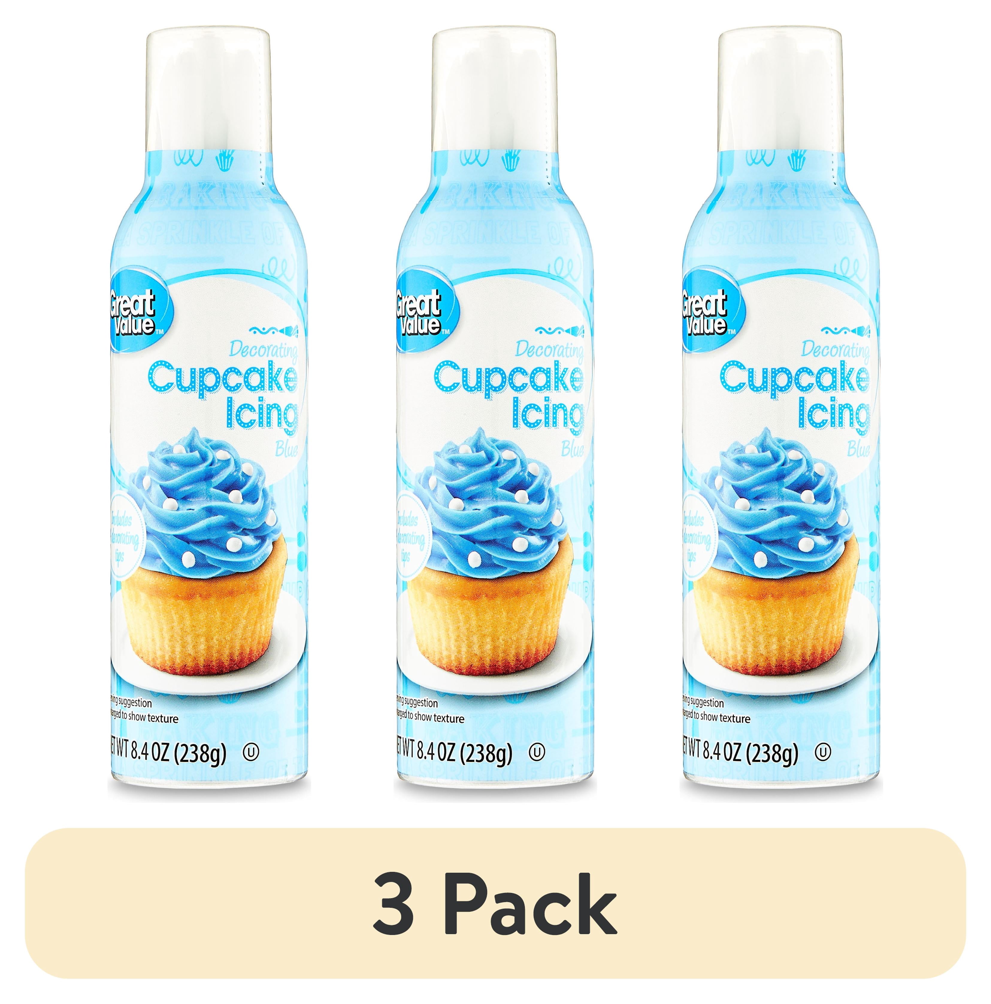 (3 pack) Great Value Blue Decorating Cupcake Icing, 8.4 oz