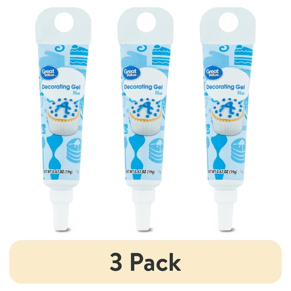(3 pack) Great Value Blue Decorating Gel, 0.67 oz